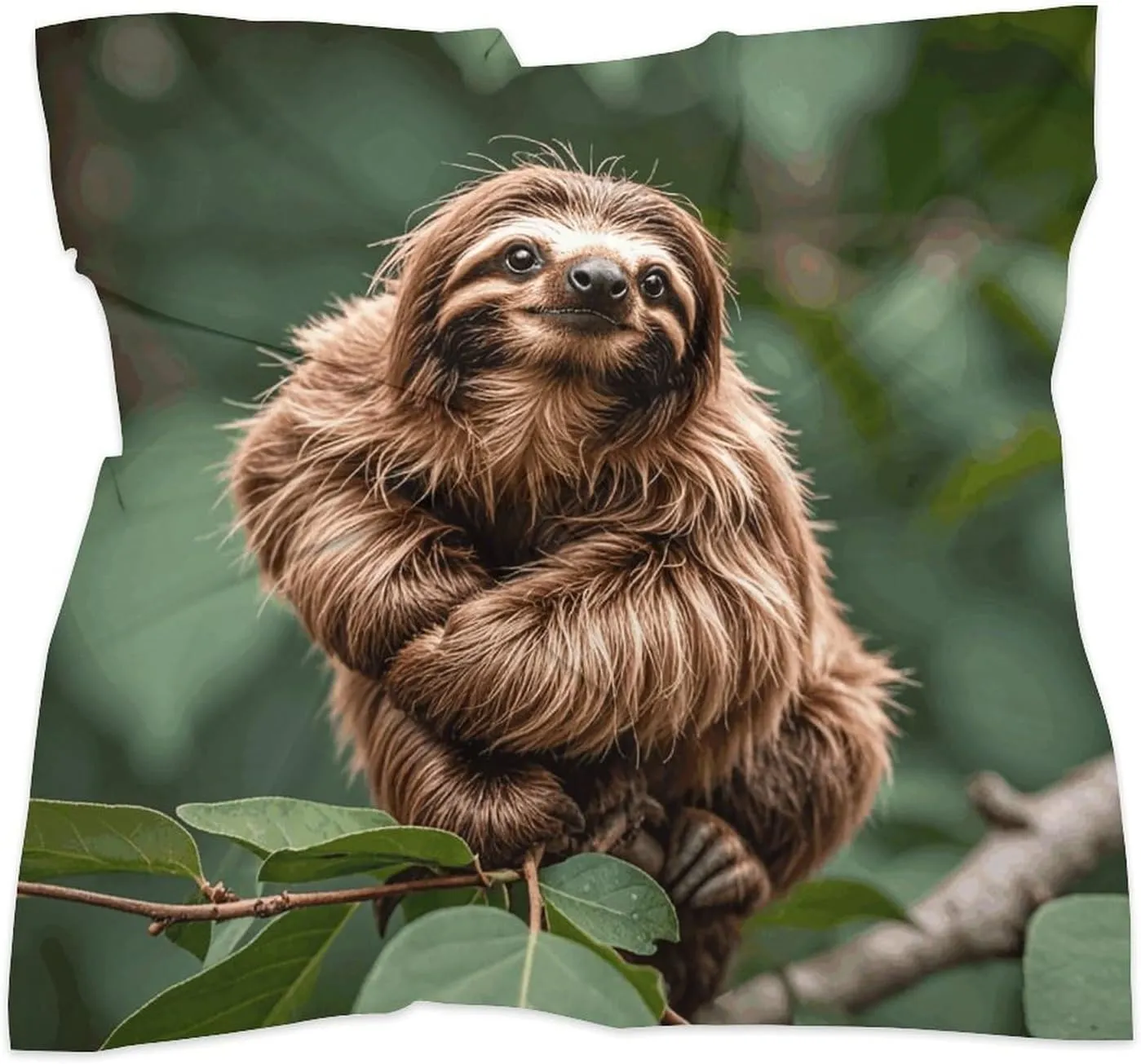 18" Silk Scarf Lightweight Satin Brown Sloth Head Scarf Fashion Neck Head Scarves Headband Silk Scarves for Women Men Boho Hair Wrap Kerchief Hair Bandanas Square Neckerchief