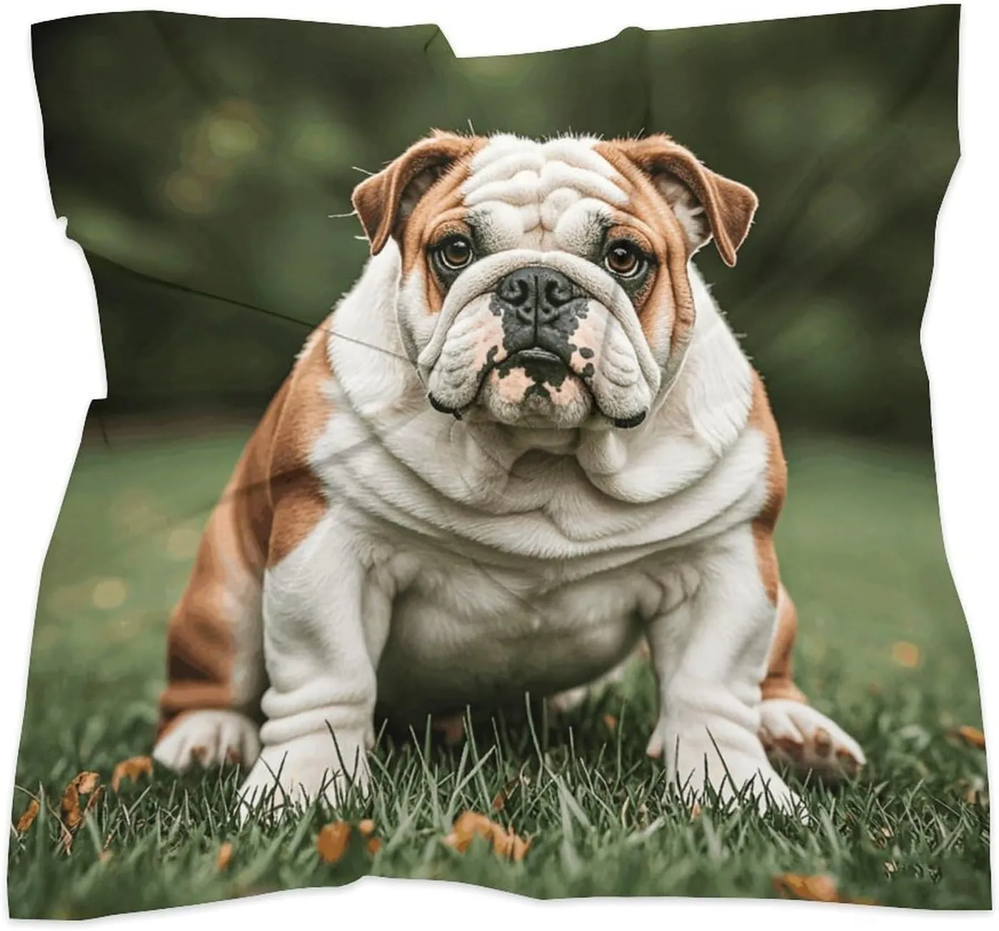 18" Silk Scarf Lightweight Satin Cute English Bulldog Head Scarf Fashion Neck Head Scarves Headband Silk Scarves for Women Men Boho Hair Wrap Kerchief Hair Bandanas Square Neckerchief