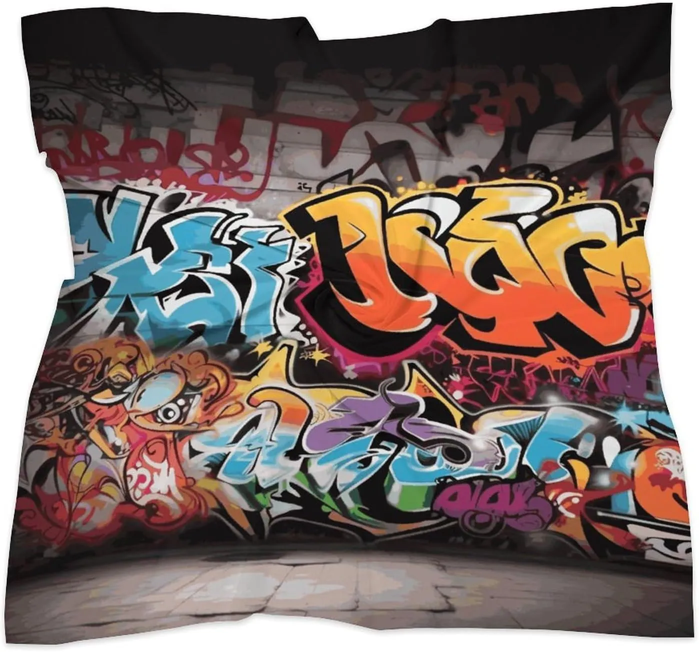 18" Silk Scarf Lightweight Satin Graffiti Hip Hop Head Scarf Fashion Neck Head Scarves Headband Silk Scarves for Women Men Boho Hair Wrap Kerchief Hair Bandanas Square Neckerchief