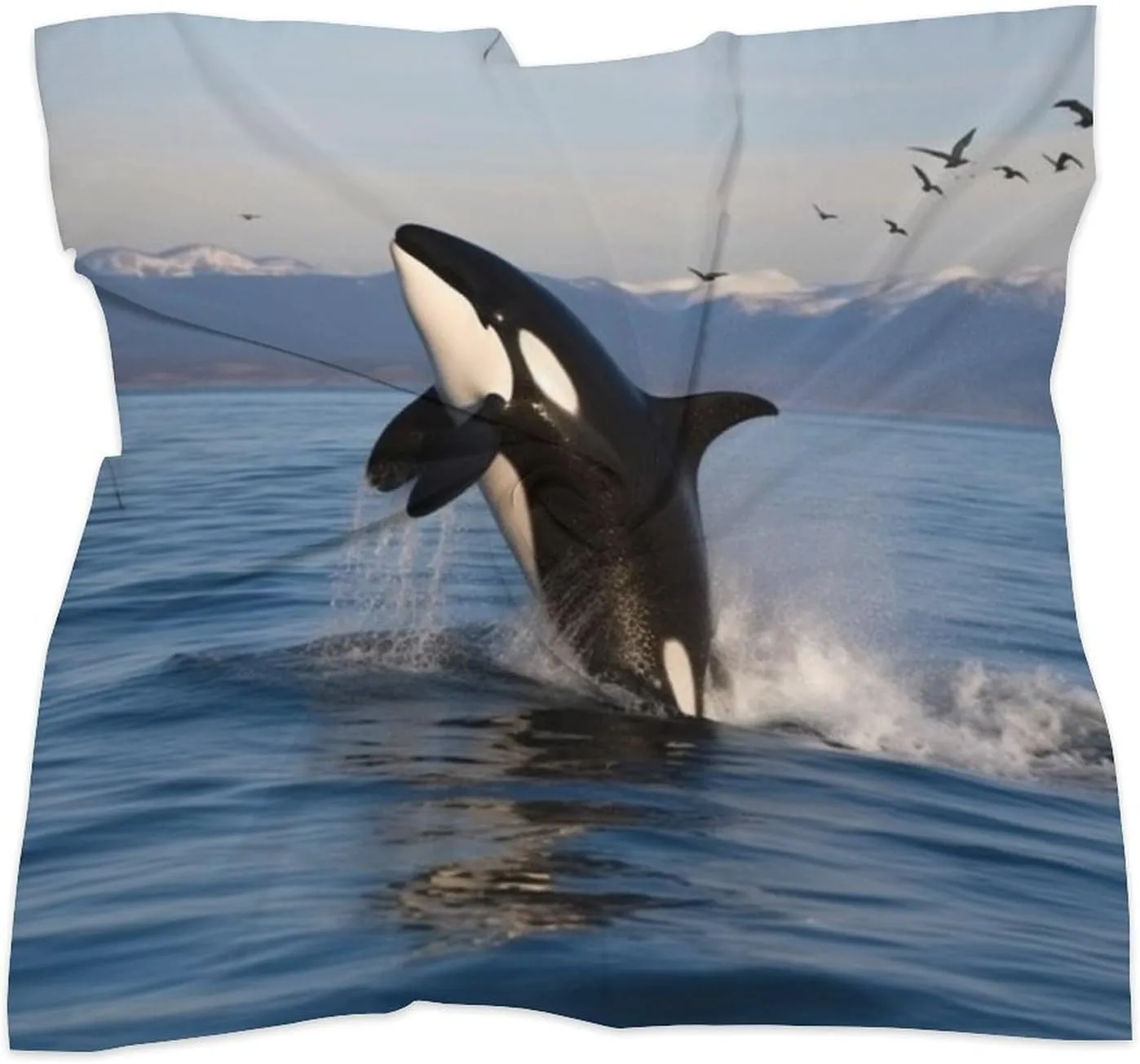 18" Silk Scarf Lightweight Satin Killer Whale Head Scarf Fashion Neck Head Scarves Headband Silk Scarves for Women Men Boho Hair Wrap Kerchief Hair Bandanas Square Neckerchief