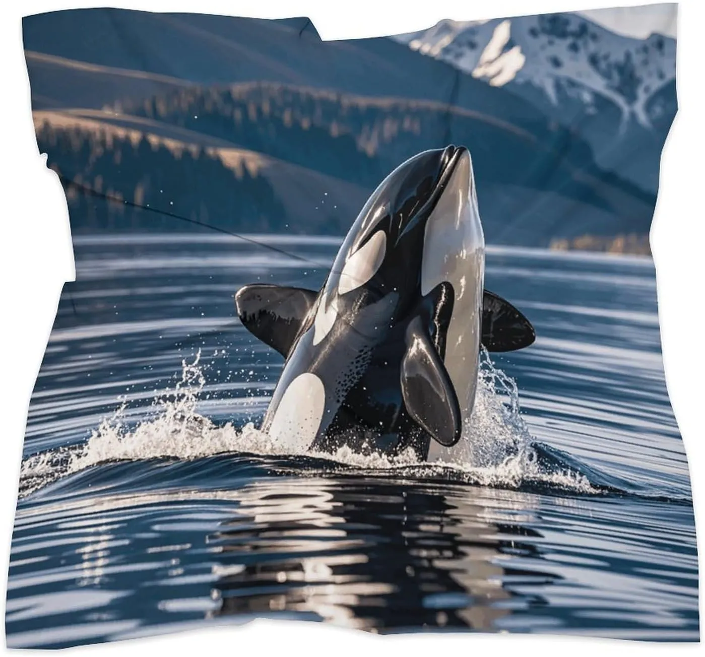 18" Silk Scarf Lightweight Satin Orca Killer Whale Head Scarf Fashion Neck Head Scarves Headband Silk Scarves for Women Men Boho Hair Wrap Kerchief Hair Bandanas Square Neckerchief