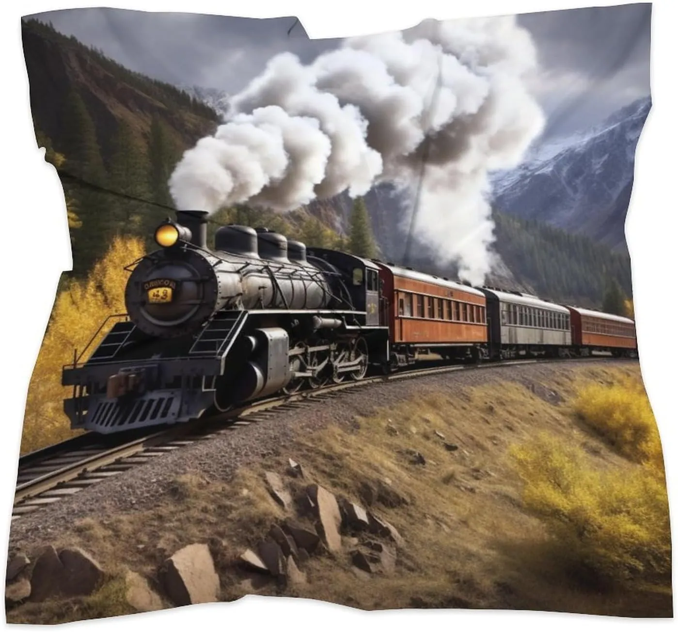 18" Silk Scarf Lightweight Satin Steam Locomotive Train Head Scarf Fashion Neck Head Scarves Headband Silk Scarves for Women Men Boho Hair Wrap Kerchief Hair Bandanas Square Neckerchief