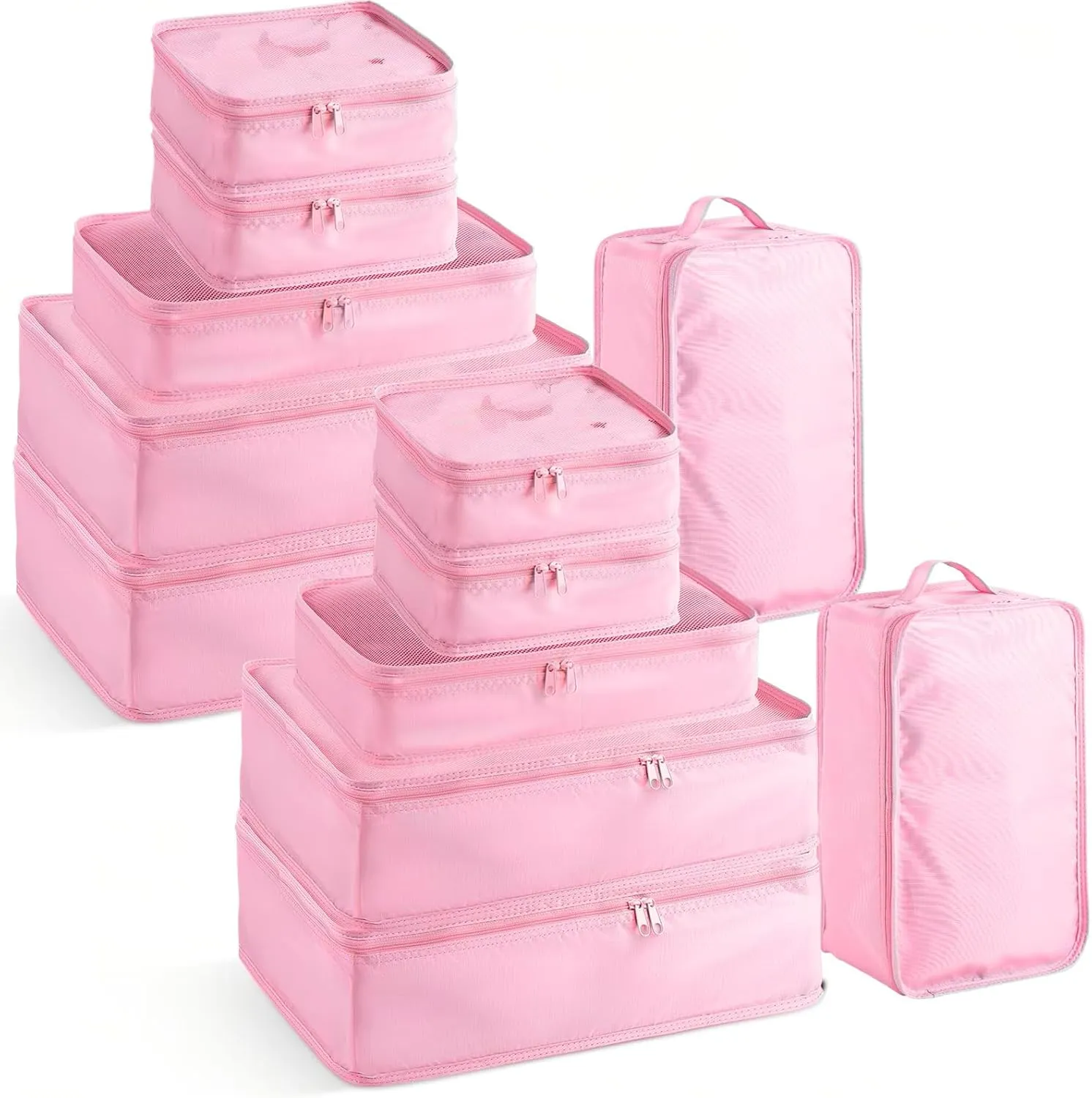 2 Packs 6 Set Travel Packing Cubes Luggage Organizer Set Lightweight Suitcase Organizer Bags with Shoe Bag Travel Packing Organizers for Clothes Cosmetic Toiletries Travel Accessories