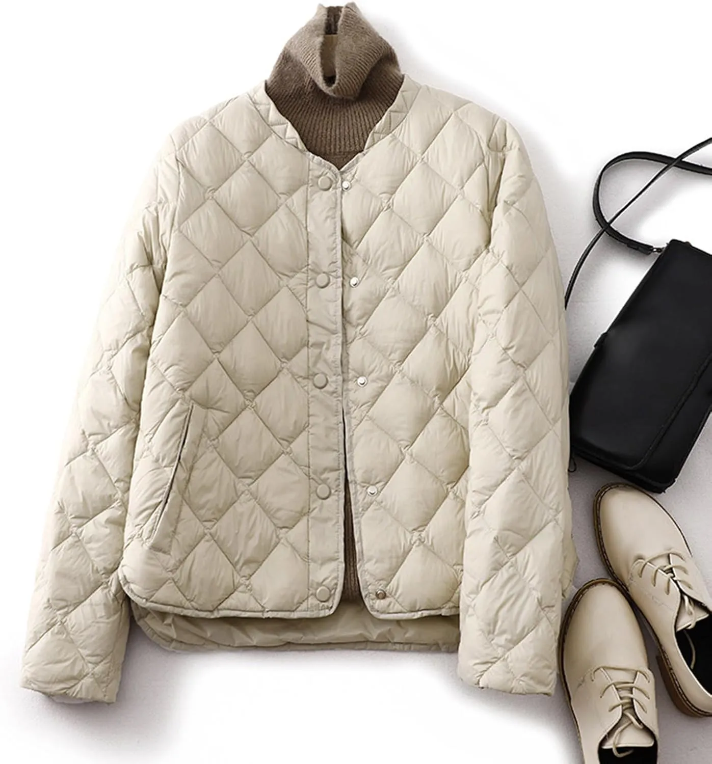 2024 Puffer Jackets For Women Comfy Teen Girls Long Sleeve Quilted Jackets Lightweight Snap Button Padded Down Coats