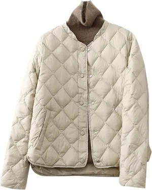 2024 Puffer Jackets For Women Comfy Teen Girls Long Sleeve Quilted Jackets Lightweight Snap Button Padded Down Coats