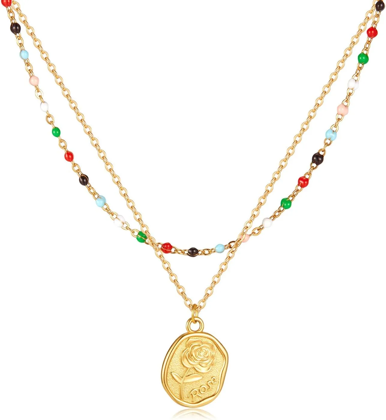 24K Real Gold Plated Necklaces for Women | Initial Dainty Layered Necklace for Women Gold | Choker Necklace Layered Necklaces for Women Gift