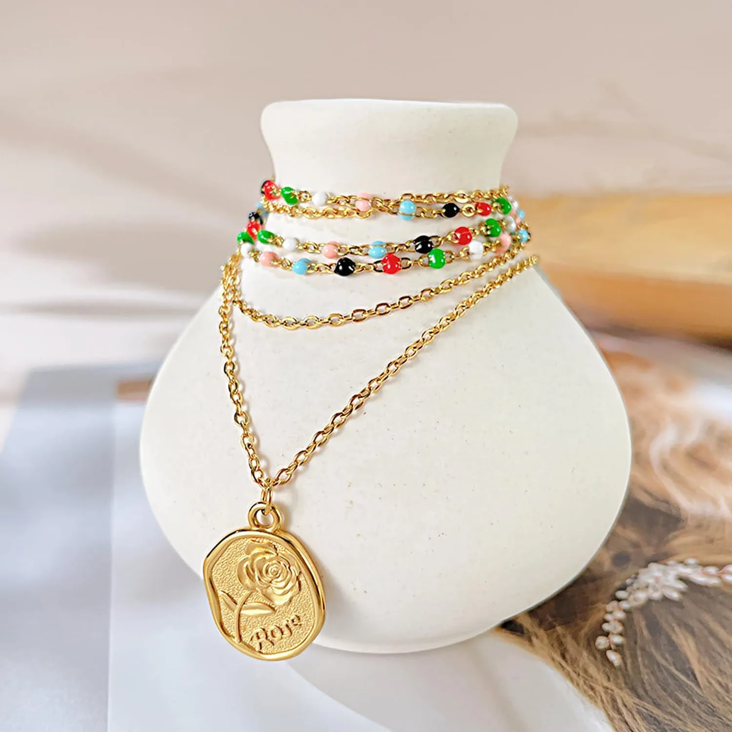 24K Real Gold Plated Necklaces for Women | Initial Dainty Layered Necklace for Women Gold | Choker Necklace Layered Necklaces for Women Gift