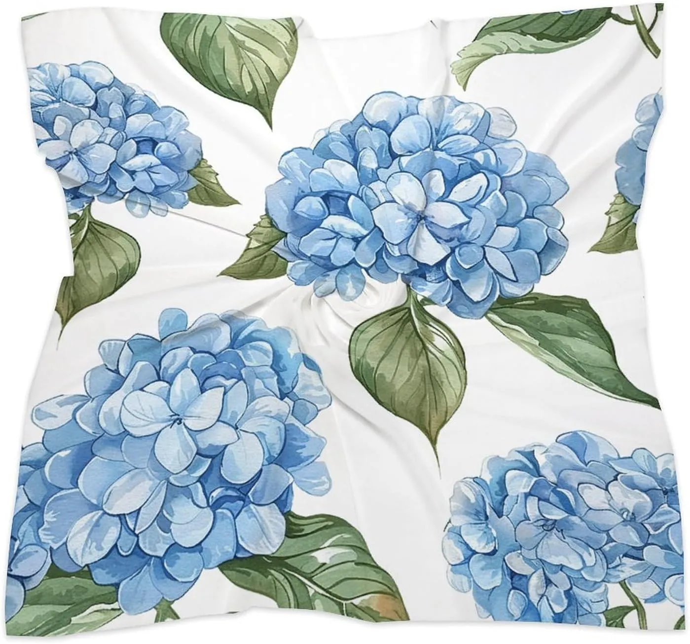 25" Silk Scarf Lightweight Satin Blue Hydrangea Pattern Head Scarf Fashion Neck Head Scarves Headband Silk Scarves for Women Men Boho Hair Wrap Kerchief Hair Bandanas Square Neckerchief