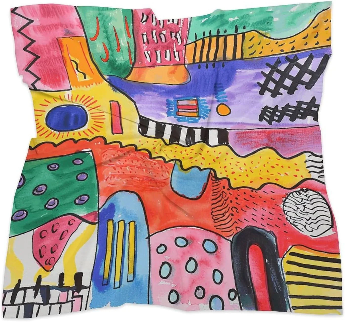 25" Silk Scarf Lightweight Satin Bright Colored Curves Head Scarf Fashion Neck Head Scarves Headband Silk Scarves for Women Men Boho Hair Wrap Kerchief Hair Bandanas Square Neckerchief