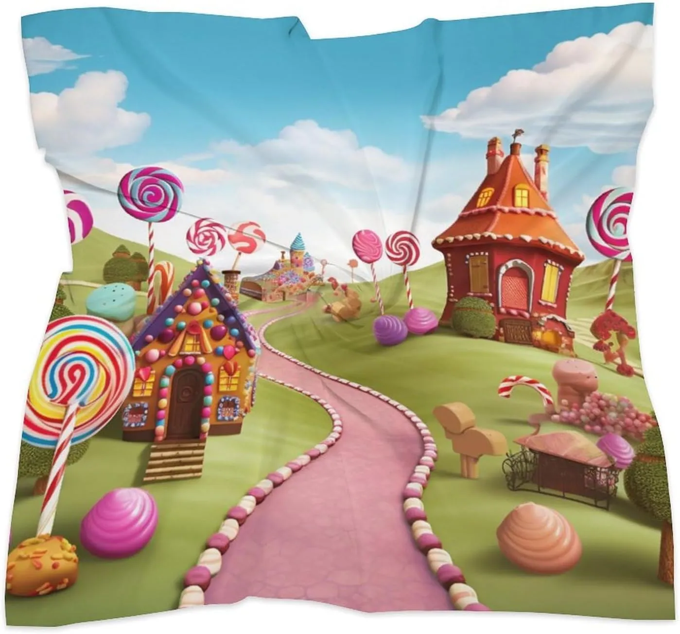 25" Silk Scarf Lightweight Satin Candy Land Head Scarf Fashion Neck Head Scarves Headband Silk Scarves for Women Men Boho Hair Wrap Kerchief Hair Bandanas Square Neckerchief