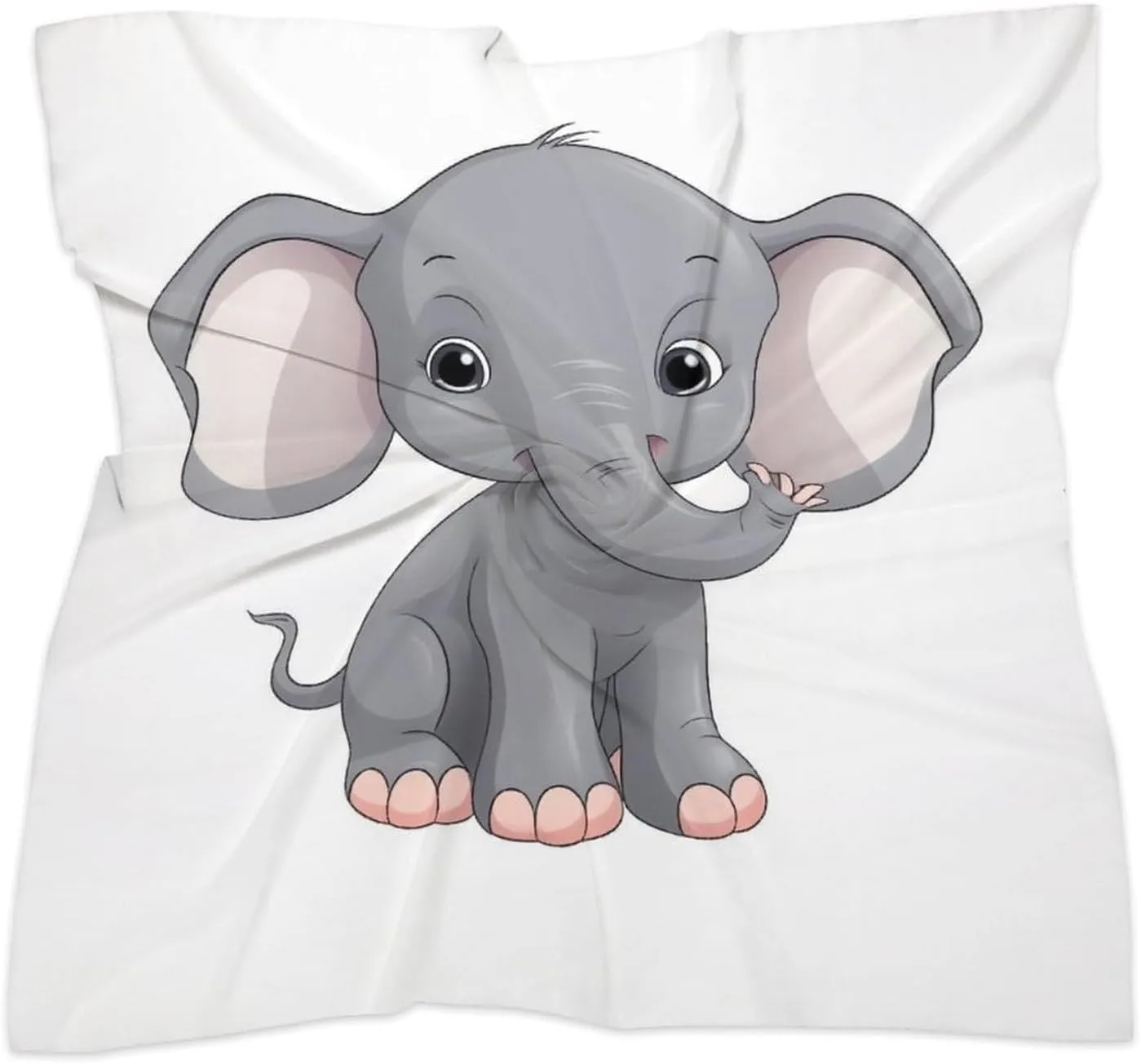 25" Silk Scarf Lightweight Satin Cute Cartoon Elephant Head Scarf Fashion Neck Head Scarves Headband Silk Scarves for Women Men Boho Hair Wrap Kerchief Hair Bandanas Square Neckerchief