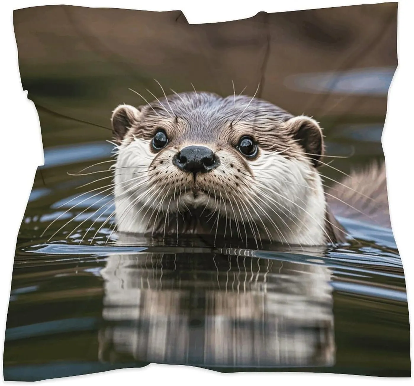 25" Silk Scarf Lightweight Satin Cute Otter Head Scarf Fashion Neck Head Scarves Headband Silk Scarves for Women Men Boho Hair Wrap Kerchief Hair Bandanas Square Neckerchief