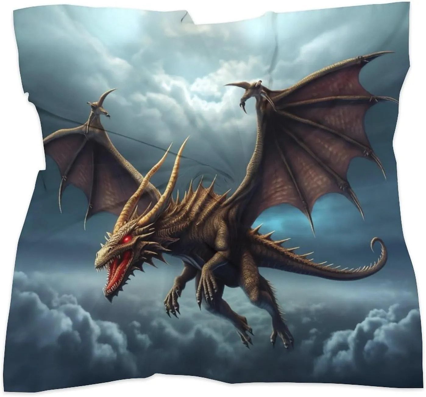 25" Silk Scarf Lightweight Satin Flying Dragon Head Scarf Fashion Neck Head Scarves Headband Silk Scarves for Women Men Boho Hair Wrap Kerchief Hair Bandanas Square Neckerchief