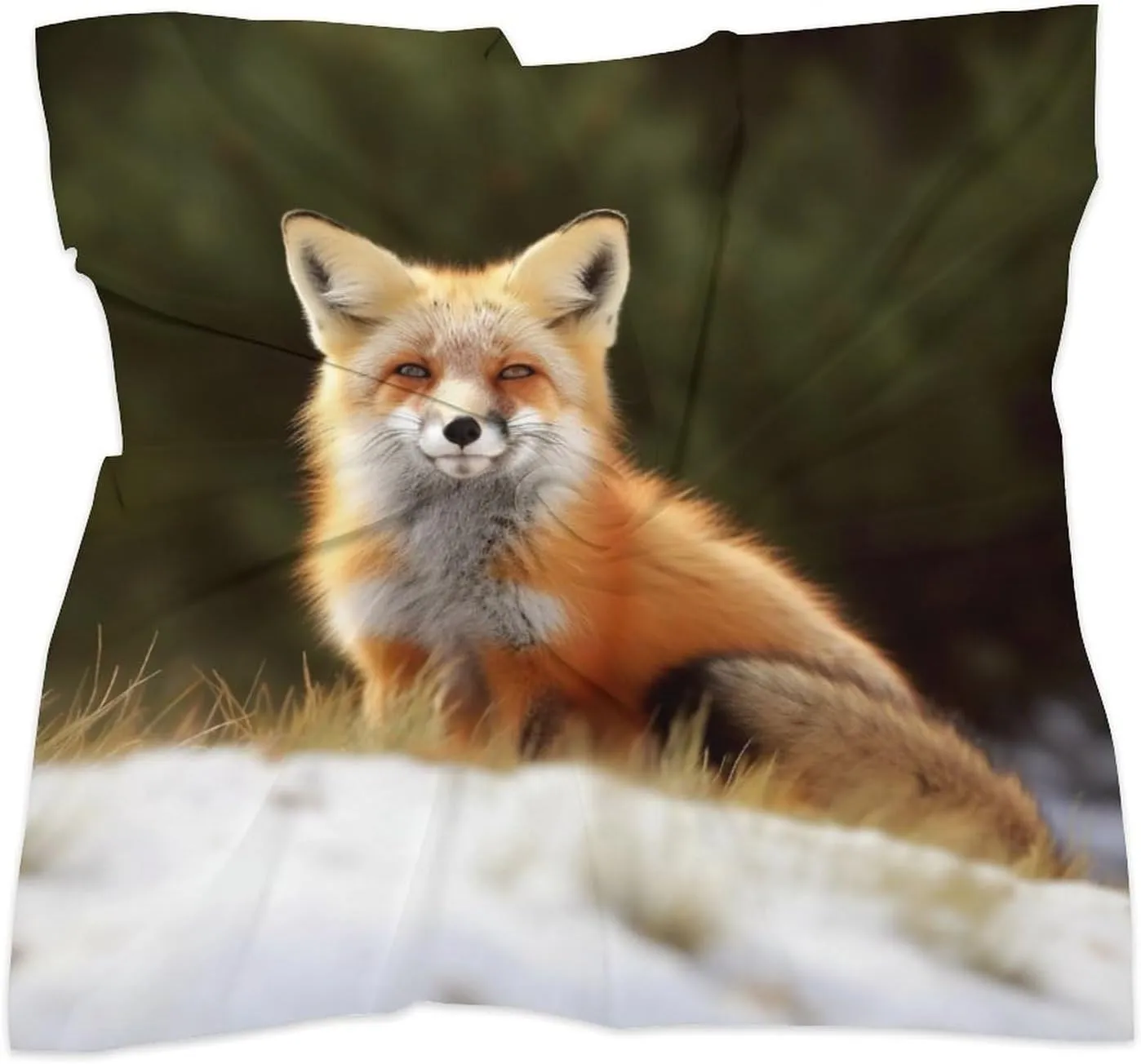 25" Silk Scarf Lightweight Satin Funny Fox Head Scarf Fashion Neck Head Scarves Headband Silk Scarves for Women Men Boho Hair Wrap Kerchief Hair Bandanas Square Neckerchief