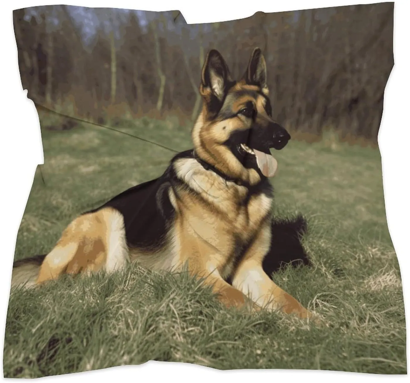 25" Silk Scarf Lightweight Satin German Shepherd Dog Head Scarf Fashion Neck Head Scarves Headband Silk Scarves for Women Men Boho Hair Wrap Kerchief Hair Bandanas Square Neckerchief