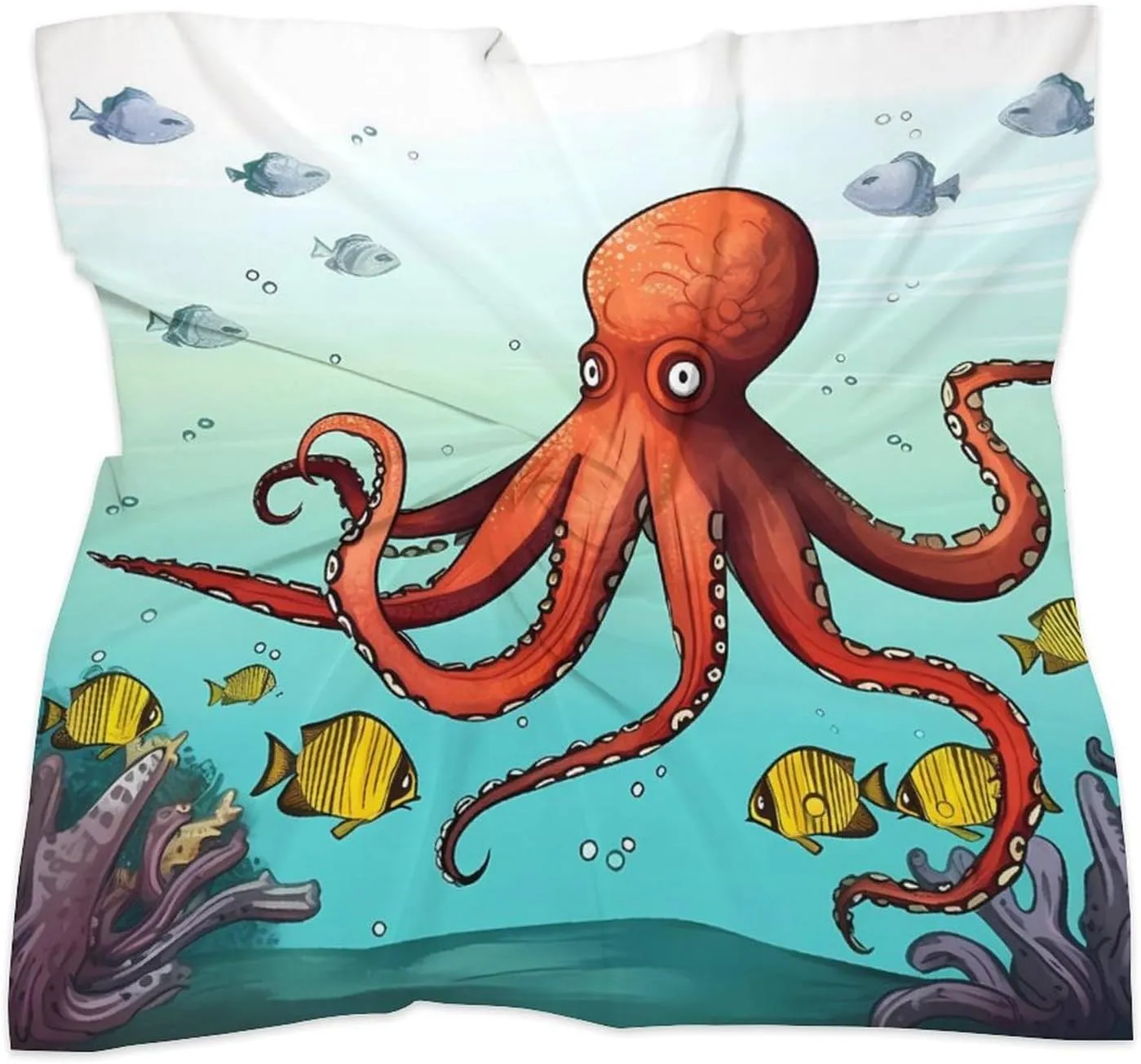 25" Silk Scarf Lightweight Satin Giant Octopus Head Scarf Fashion Neck Head Scarves Headband Silk Scarves for Women Men Boho Hair Wrap Kerchief Hair Bandanas Square Neckerchief