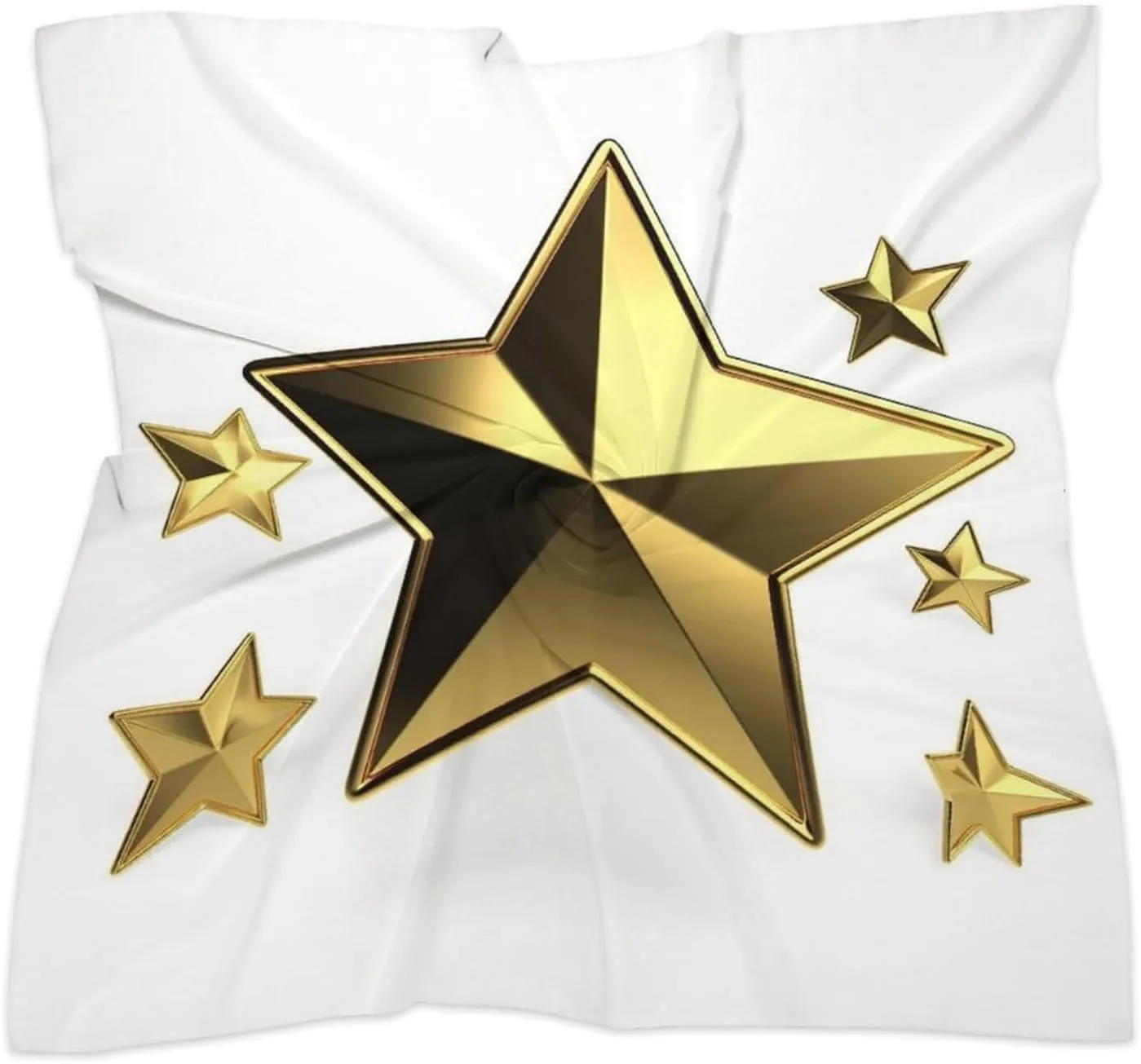 25" Silk Scarf Lightweight Satin Gold Star Head Scarf Fashion Neck Head Scarves Headband Silk Scarves for Women Men Boho Hair Wrap Kerchief Hair Bandanas Square Neckerchief