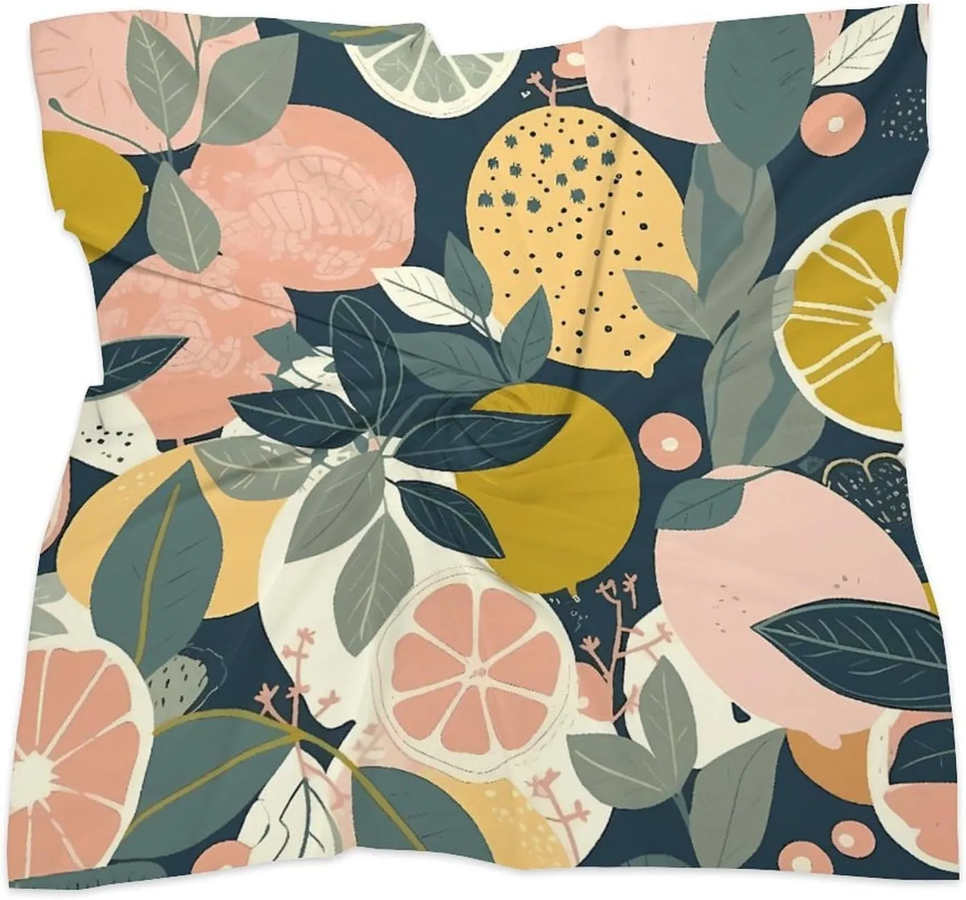 25" Silk Scarf Lightweight Satin Lemon Citrus Head Scarf Fashion Neck Head Scarves Headband Silk Scarves for Women Men Boho Hair Wrap Kerchief Hair Bandanas Square Neckerchief