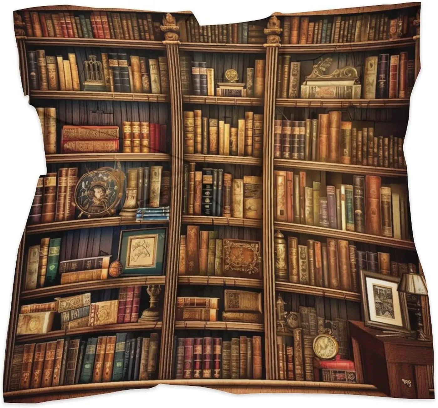 25" Silk Scarf Lightweight Satin Library Bookshelf Book Head Scarf Fashion Neck Head Scarves Headband Silk Scarves for Women Men Boho Hair Wrap Kerchief Hair Bandanas Square Neckerchief