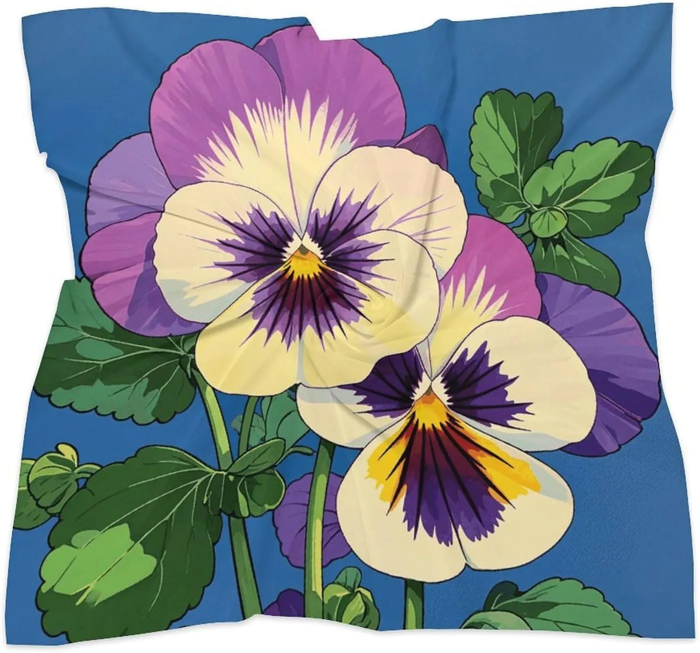 25" Silk Scarf Lightweight Satin Pansy Perfection Print Head Scarf Fashion Neck Head Scarves Headband Silk Scarves for Women Men Boho Hair Wrap Kerchief Hair Bandanas Square Neckerchief