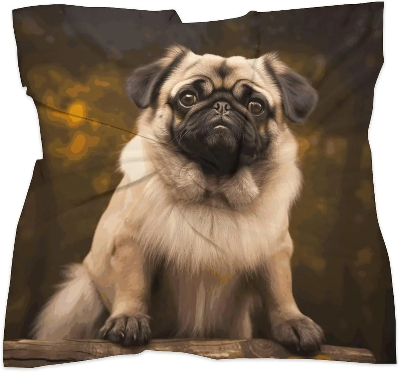 25" Silk Scarf Lightweight Satin Pug Dog Head Scarf Fashion Neck Head Scarves Headband Silk Scarves for Women Men Boho Hair Wrap Kerchief Hair Bandanas Square Neckerchief