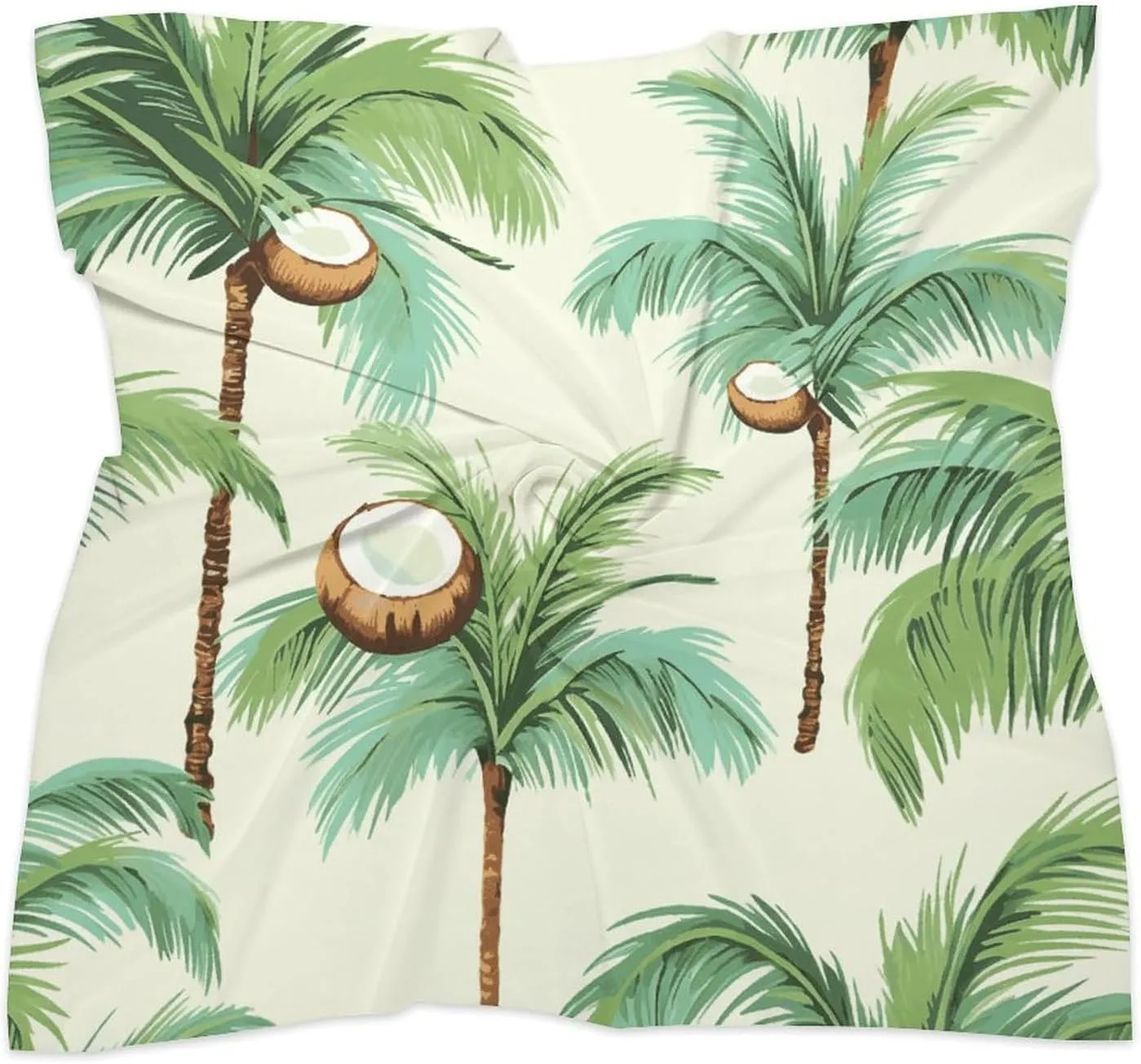 25" Silk Scarf Lightweight Satin Summer Coconut Tree Head Scarf Fashion Neck Head Scarves Headband Silk Scarves for Women Men Boho Hair Wrap Kerchief Hair Bandanas Square Neckerchief