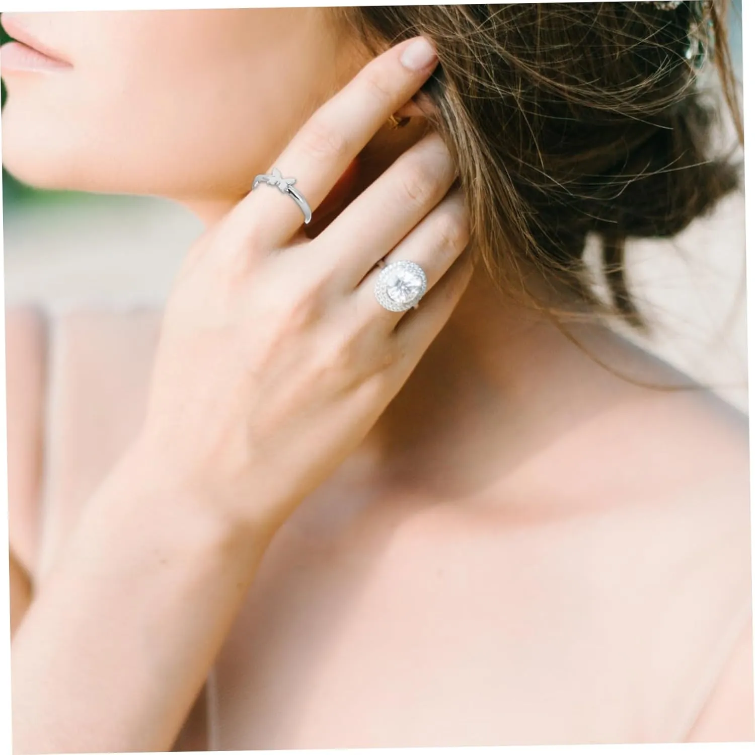 2pcs Couple Ring Wedding Engagement Bands Decorative Finger Rings Trendy Rings Matching Rings for Lovers