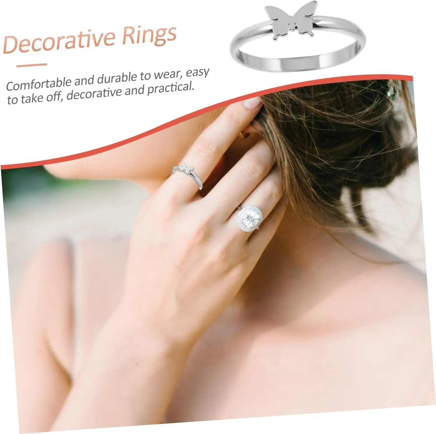2pcs Couple Ring Wedding Engagement Bands Decorative Finger Rings Trendy Rings Matching Rings for Lovers
