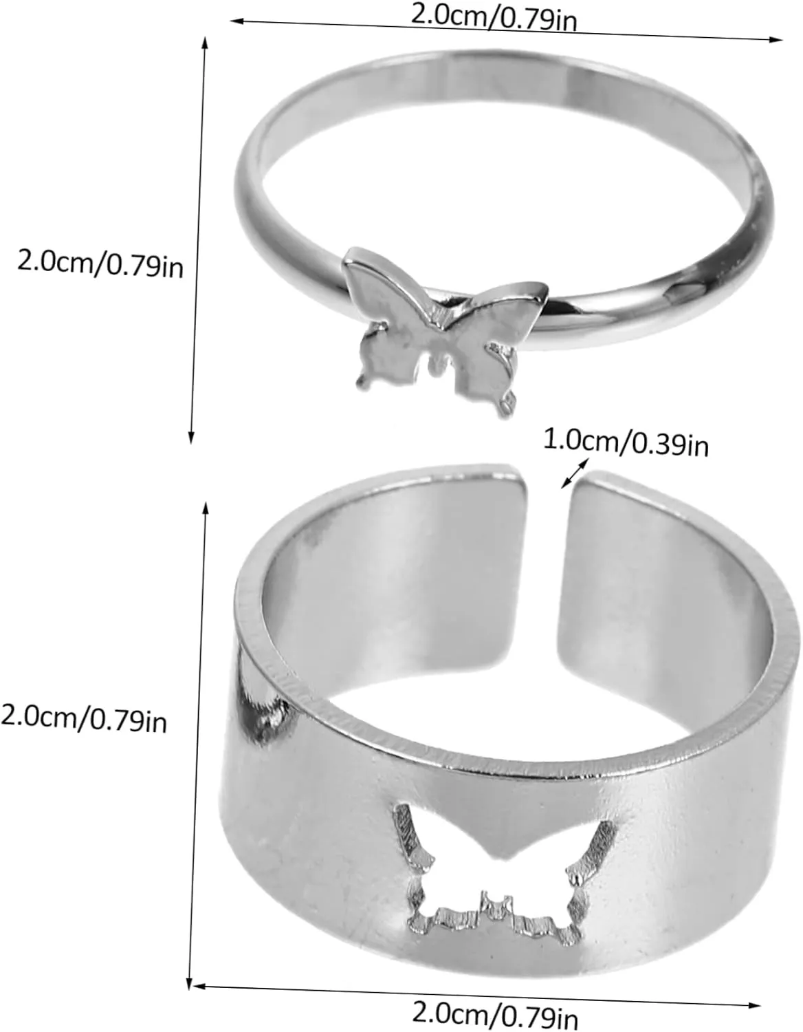 2pcs Couple Ring Wedding Engagement Bands Decorative Finger Rings Trendy Rings Matching Rings for Lovers