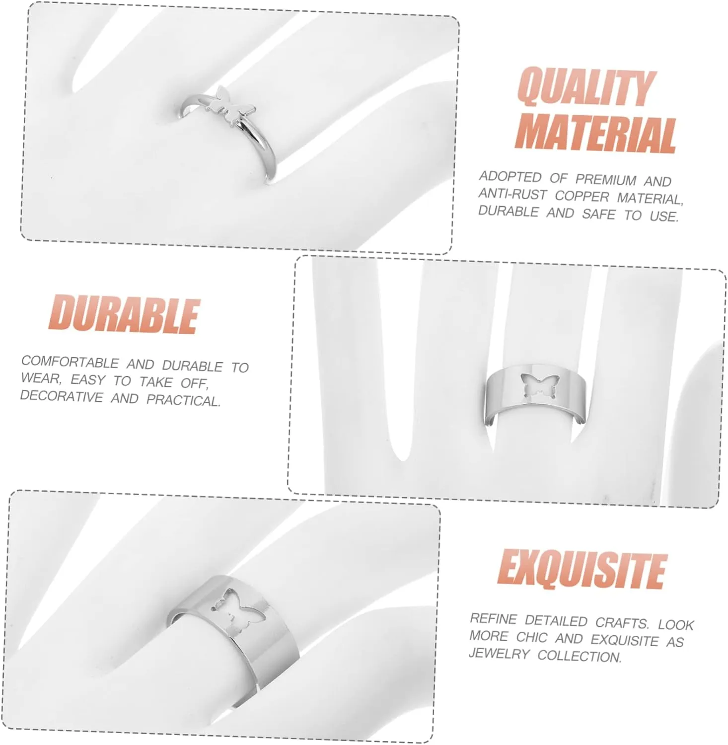 2pcs Couple Ring Wedding Engagement Bands Decorative Finger Rings Trendy Rings Matching Rings for Lovers