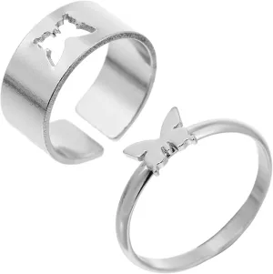 2pcs Couple Ring Wedding Engagement Bands Decorative Finger Rings Trendy Rings Matching Rings for Lovers