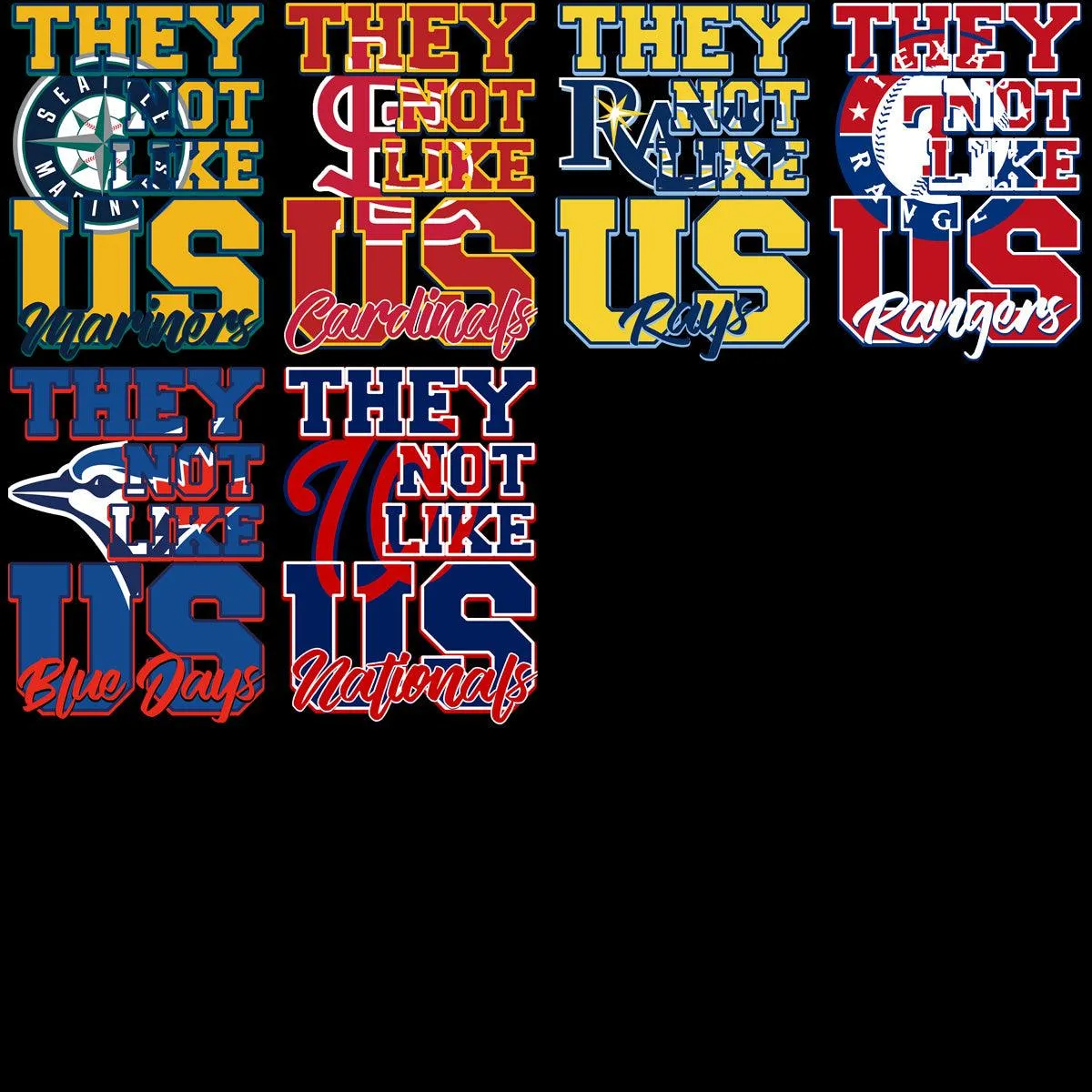 30 THEY NOT LIKE US Baseball Teams Designs Bundle PNG   PSD