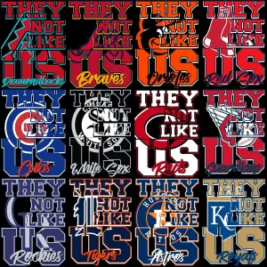 30 THEY NOT LIKE US Baseball Teams Designs Bundle PNG   PSD
