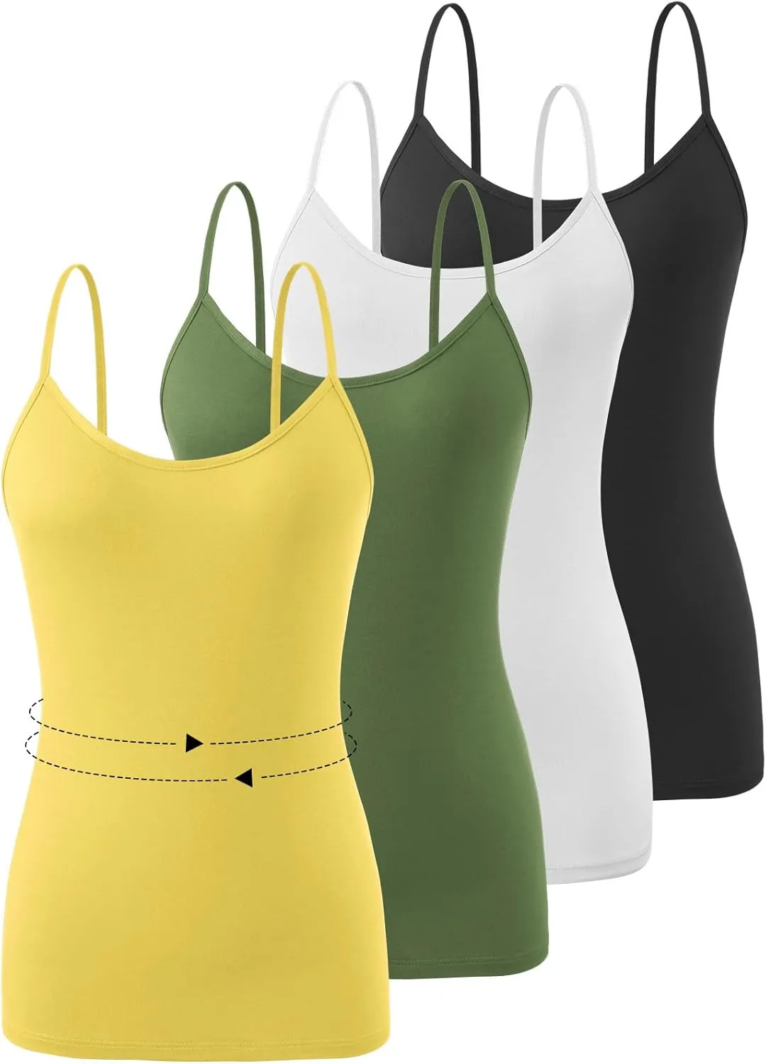 4 PCS Basic Camisoles Tops for Womens Undershirts Adjustable Spaghetti Strap Tanks