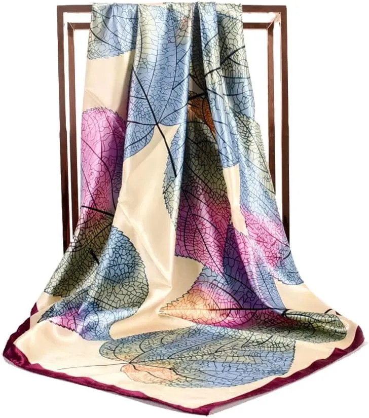 4Pcs Silk Head Scarves for Women Satin Hair Scarf 35Large Square Bandana Silk Like Neck Scarf Shawl