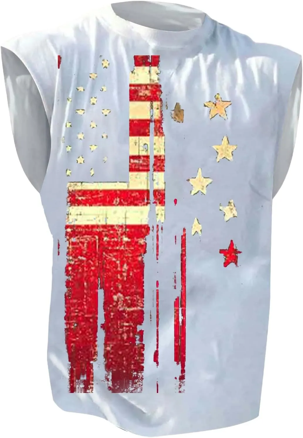 4th of July Tank Tops for Men Retro USA Patriotic American Flag Sleeveless Printed Shirts Gym Tees
