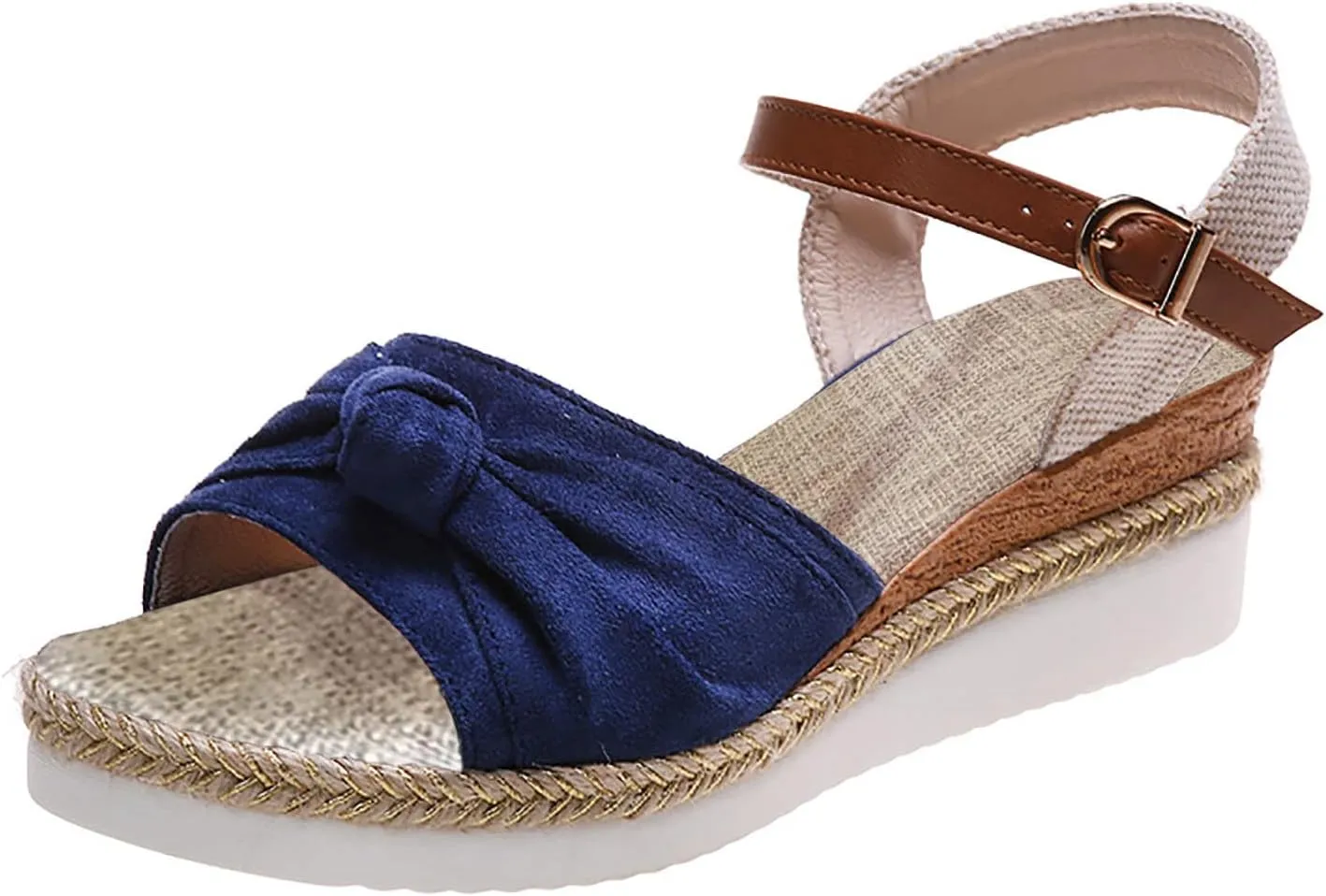 AMDBEL Orthopedic Wedge Sandals for Women Espadrille Sandals Dressy Open Toe Ankle Strap Heel Fashion Strappy Beach Shoes