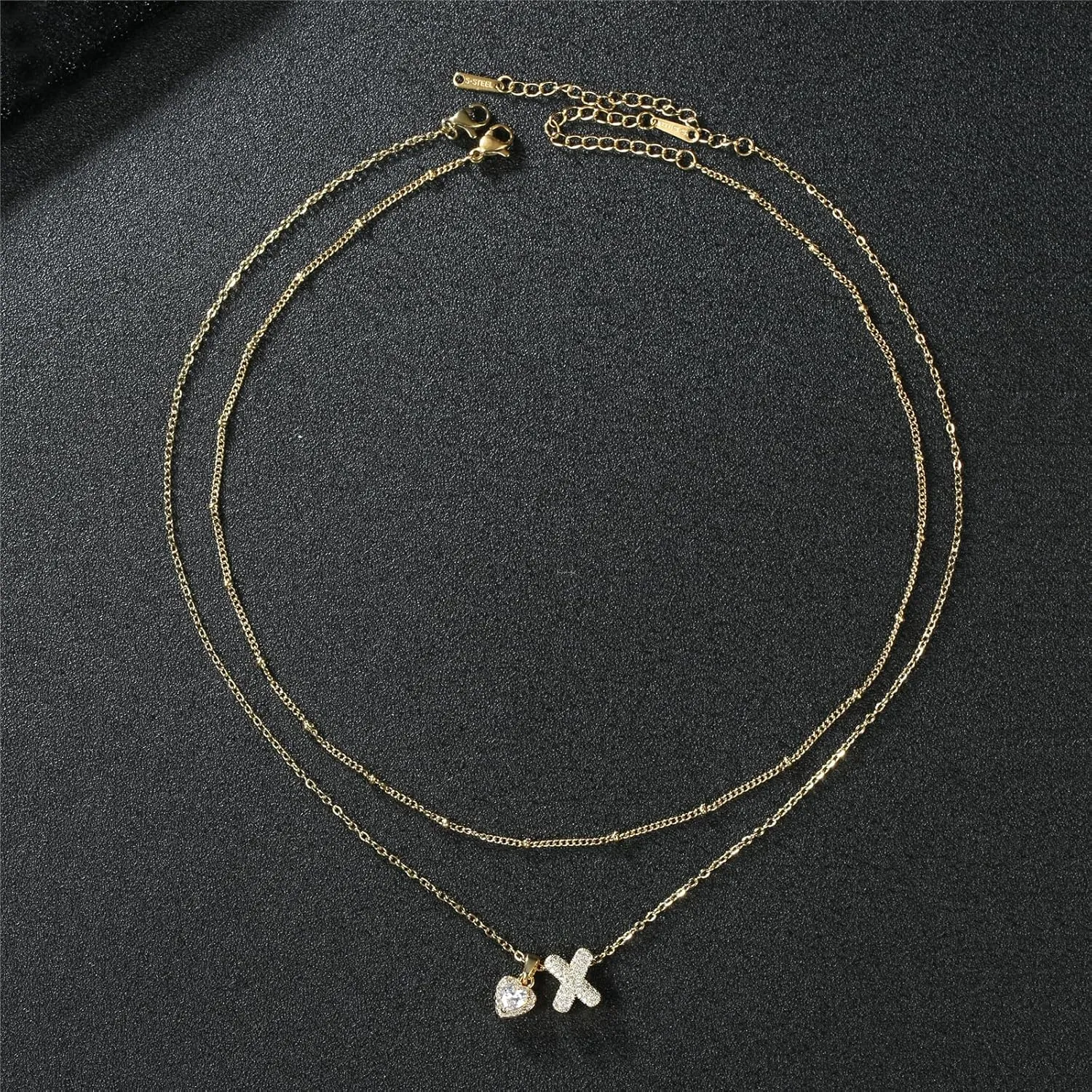 Angyape Layered Heart Initial Necklaces for Women, 18K Gold Plated Dainty Heart A-Z Letter Pendant Necklace Tiny Heart Necklaces Gifts for Womens Jewelry