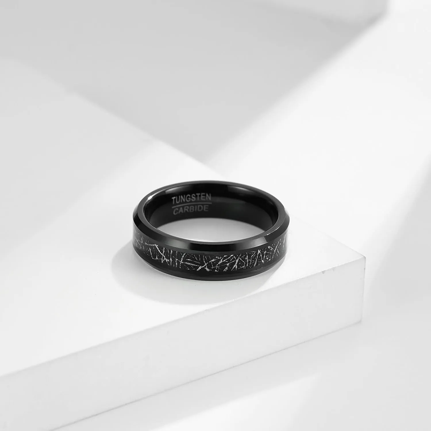 Anniversary Rings for Couple, Tungsten Matching Wedding Rings Set for Him and Her Comfort Fit 6mm Black Ring Inlay Metal