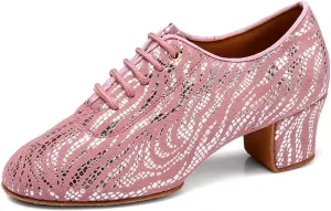 AOQUNFS Women Latin Ballroom Dance Shoes Lace-up Modern Salsa Practice Dancing Shoes,WDL-K4