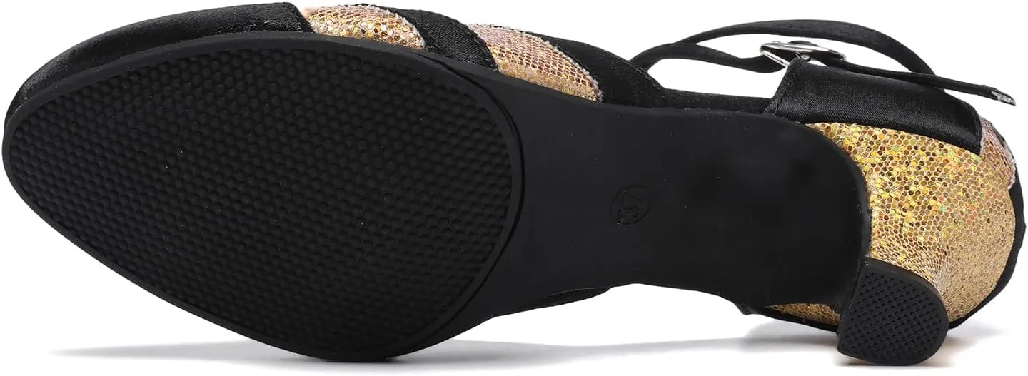 AOQUNFS Women's Latin Dance Shoes Colsed Toe Ballroom Modern Salsa Practice Dance Shoes