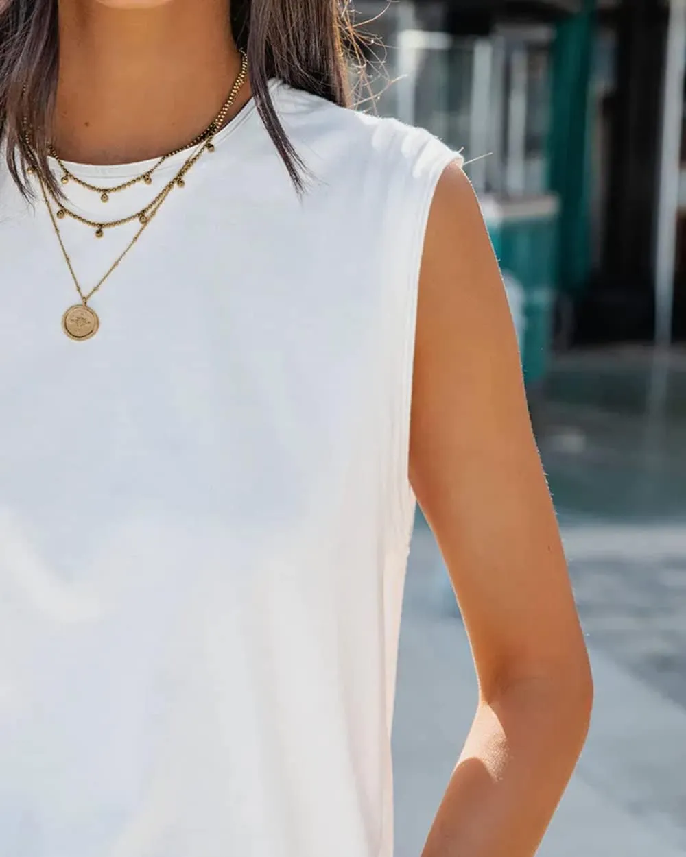 Aoysky Womens Tank Tops Crew Neck Solid Color Casual Loose Fit Summer Sleeveless Basic Tee Shirts Blouse