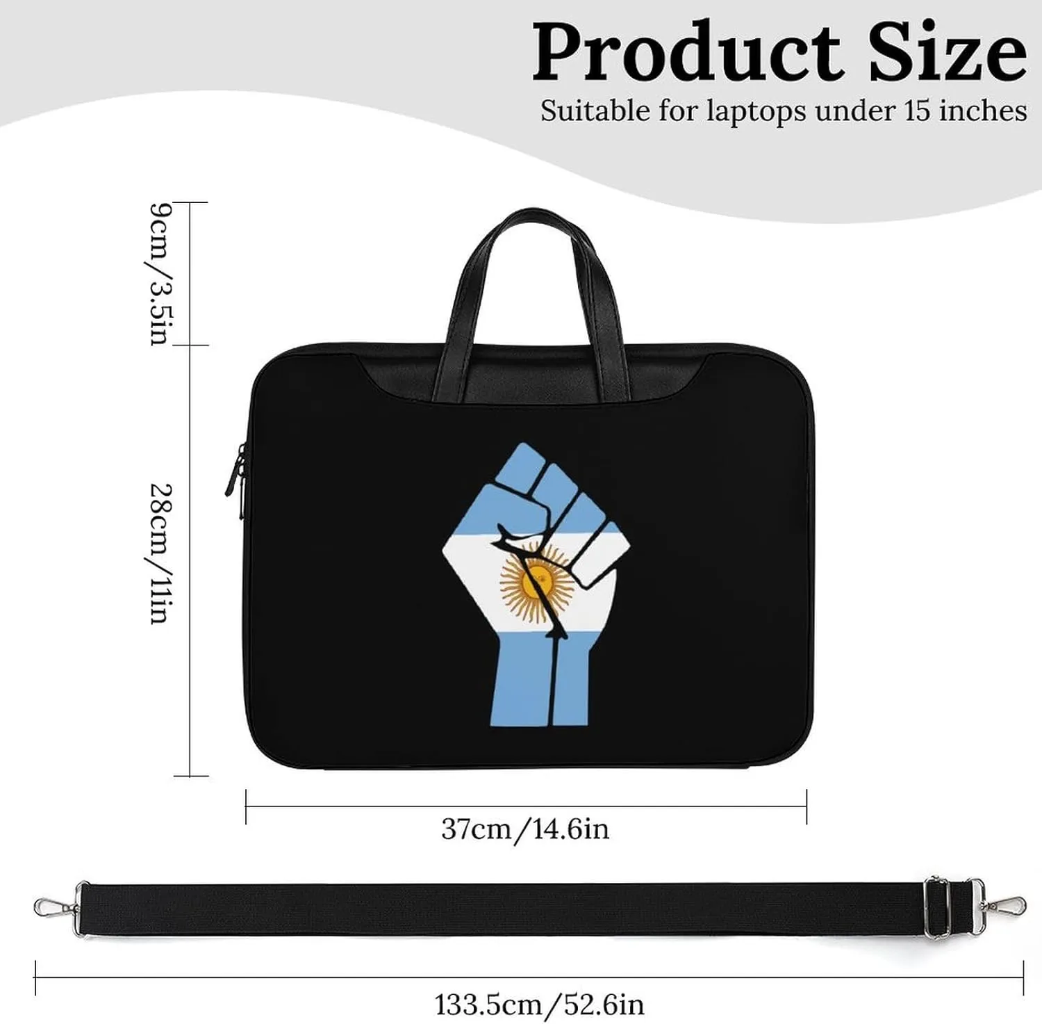 Argentina Flag Resist Leather Bag Laptop Case Slim Water Resistant Computer Bags with Handle Briefcase for Work