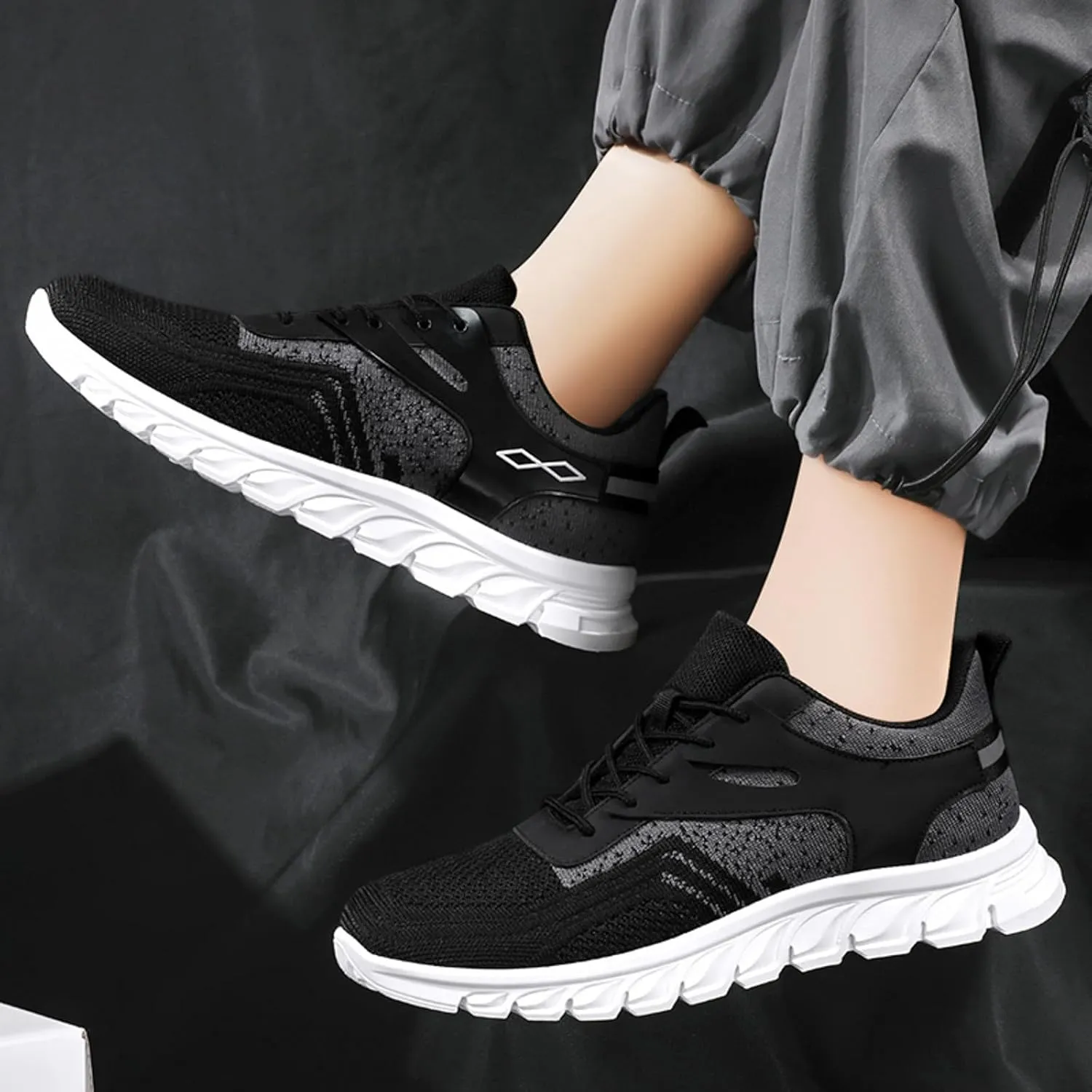 Athletic Fashion Sneakers for Men Comfortable Breathable Stretch Canvas Slip on Sneaker Non Slip Walking Shoes