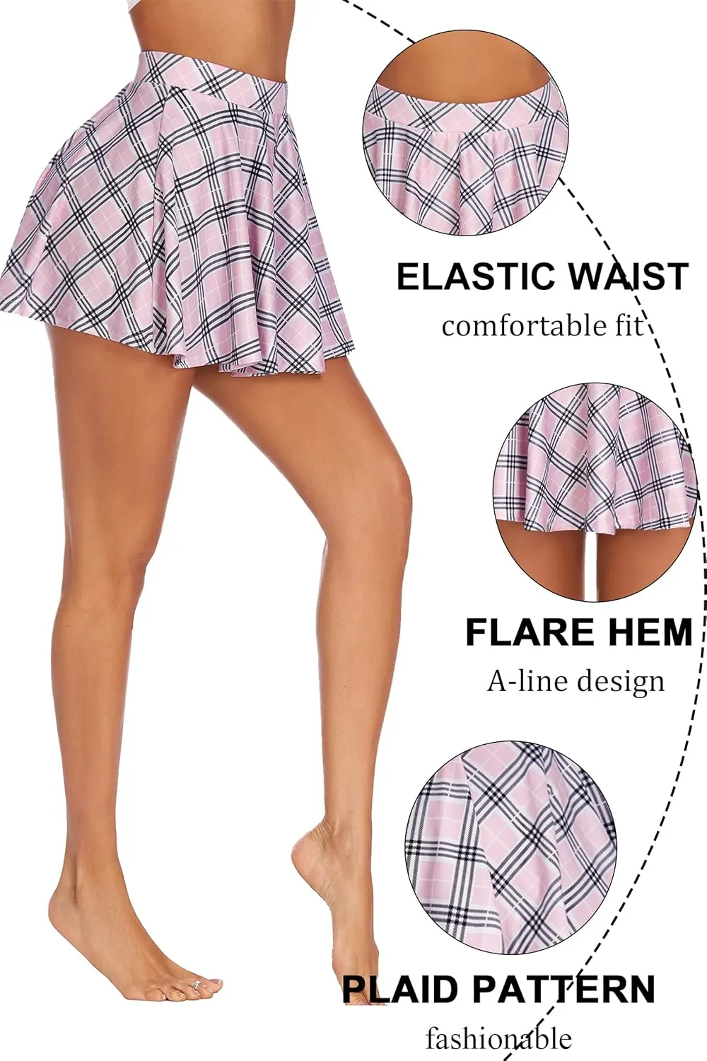 Avidlove Pleated Mini Skirt Plaid Skirts High Waist A Line Skater Skirt for Lingerie Schoolgirl