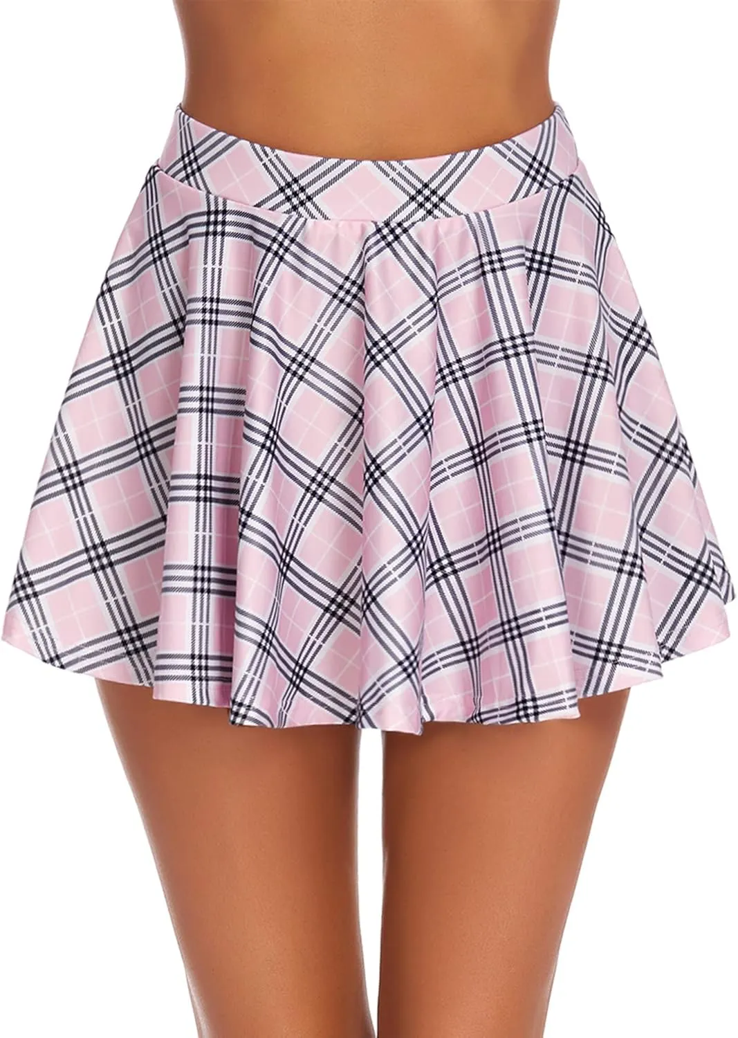 Avidlove Pleated Mini Skirt Plaid Skirts High Waist A Line Skater Skirt for Lingerie Schoolgirl