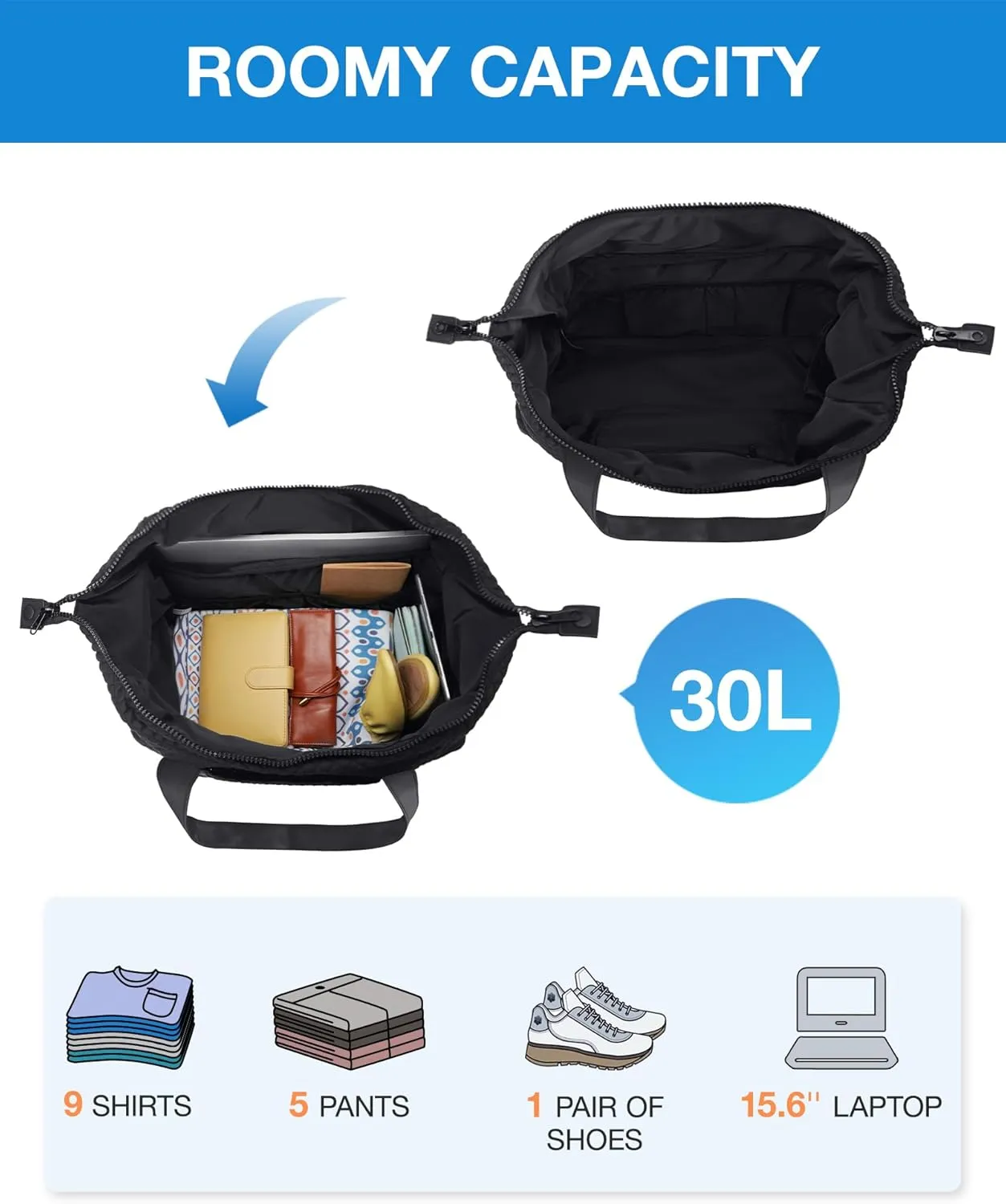 BAGSMART Large Gym Bag with Yoga Mat Buckle, Weekender Overnight Bag for Women, Travel Duffle Bag for Travel Essentials, Carry On Tote Bag Hospital Bag for Labor and Delivery
