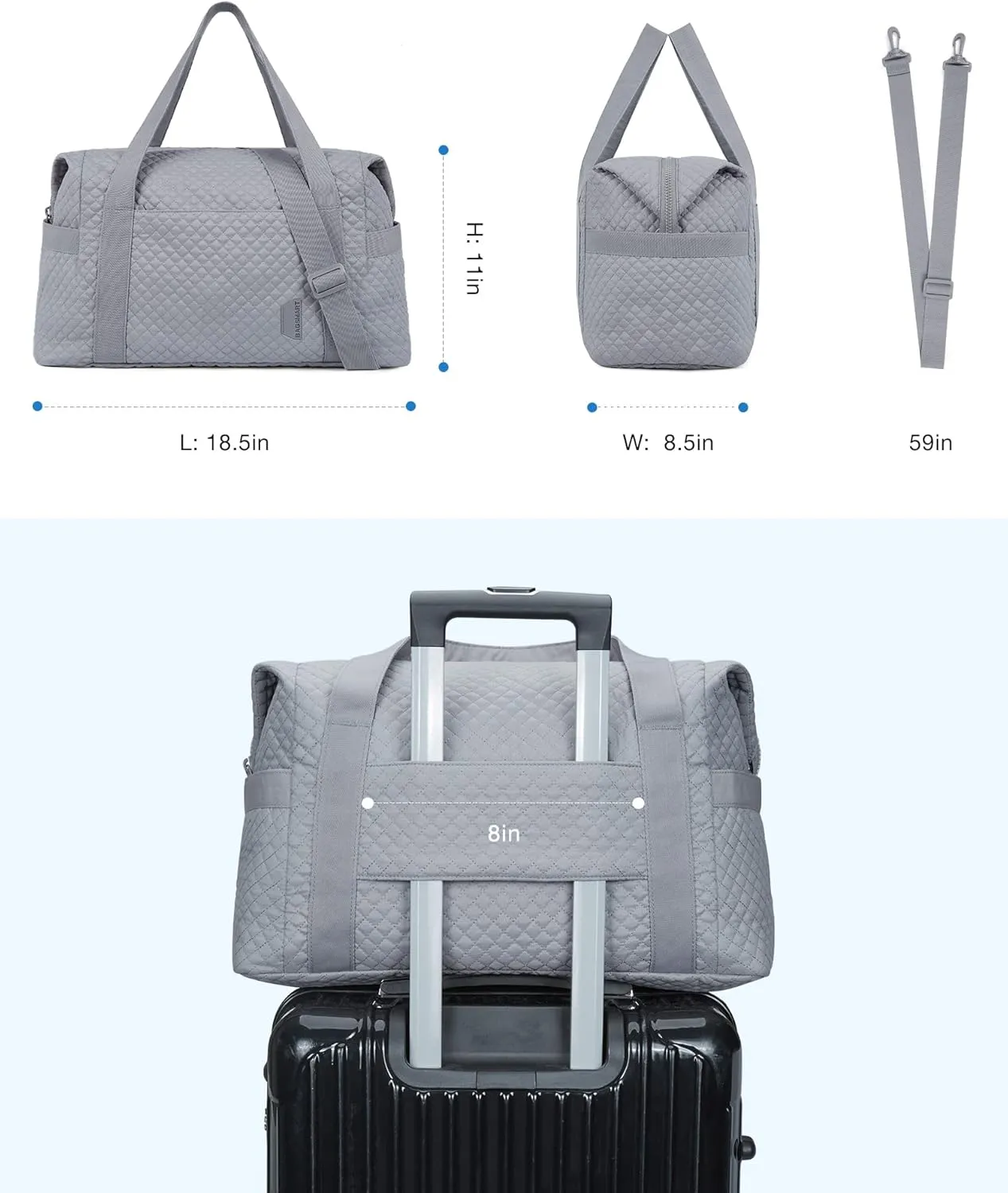BAGSMART Large Gym Bag with Yoga Mat Buckle, Weekender Overnight Bag for Women, Travel Duffle Bag for Travel Essentials, Carry On Tote Bag Hospital Bag for Labor and Delivery