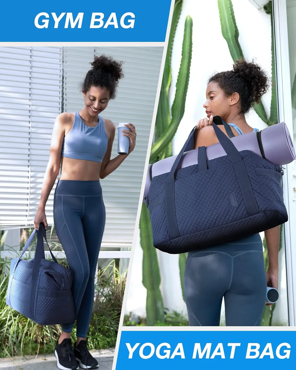 BAGSMART Large Gym Bag with Yoga Mat Buckle, Weekender Overnight Bag for Women, Travel Duffle Bag for Travel Essentials, Carry On Tote Bag Hospital Bag for Labor and Delivery