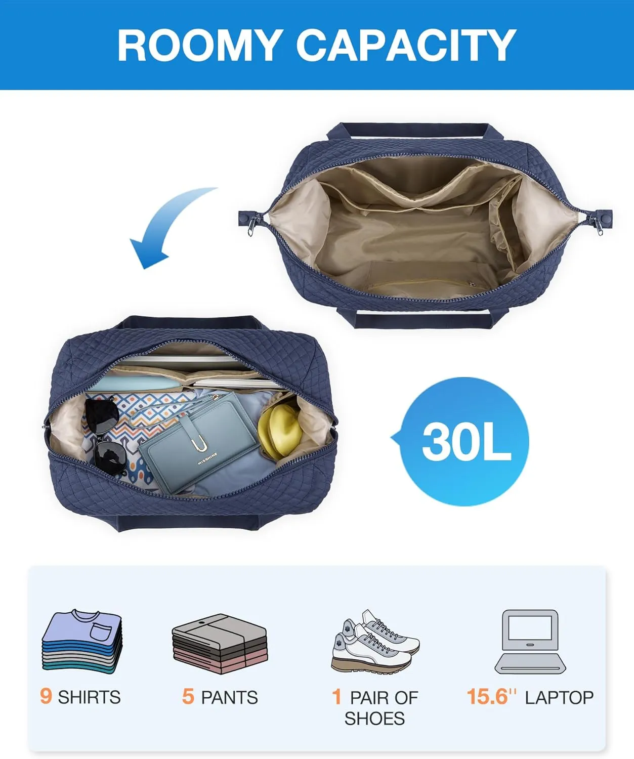 BAGSMART Large Gym Bag with Yoga Mat Buckle, Weekender Overnight Bag for Women, Travel Duffle Bag for Travel Essentials, Carry On Tote Bag Hospital Bag for Labor and Delivery